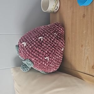 Handmade Pink Velvet Strawberry Pillow